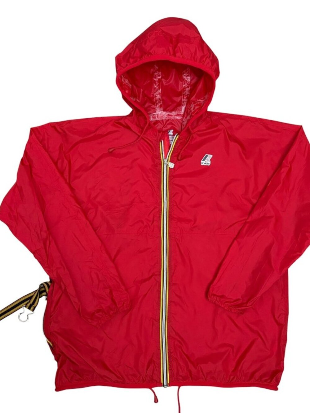 K-WAY Vintage 90s Windbreaker Jacket Retro Red Rain Coat Mens XL
